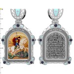 Нательная икона из белого золота 585 пробы с иконописью, темперой и эмалью