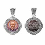 Нательная икона из белого золота 585 пробы с иконописью, темперой и эмалью