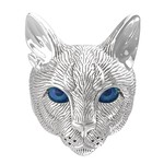 Кольцо Кот жиган из белого золота 585 пробы с эмалью