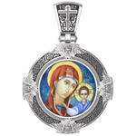 Нательная икона из белого золота 585 пробы с иконописью, темперой и эмалью
