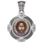 Нательная икона из белого золота 585 пробы с иконописью, темперой и эмалью