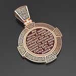 Нательная икона из красного золота 585 пробы с иконописью, темперой и эмалью