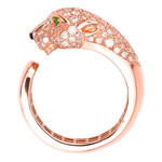 Кольцо LEOPARD из розового золота 585 пробы с ониксом, изумрудом и бриллиантами