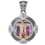 Нательная икона из белого золота 585 пробы с иконописью, темперой и эмалью