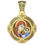 Нательная икона из лимонного золота 585 пробы с иконописью, темперой и эмалью